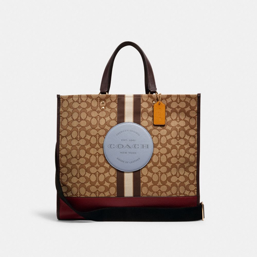 COACH C1548 DEMPSEY TOTE 40 IN SIGNATURE JACQUARD WITH STRIPE AND COACH PATCH IM/KHAKI/MIST MULTI