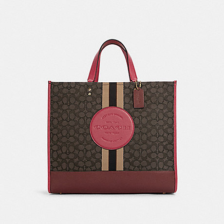 COACH Dempsey Tote 40 In Signature Jacquard With Stripe And Coach Patch - GOLD/BROWN STRAWBERRY HAZE - C1548