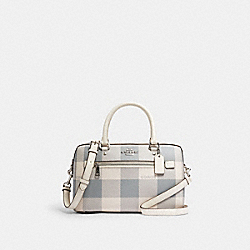 ROWAN SATCHEL WITH BUFFALO PLAID PRINT - SV/CHALK MULTI - COACH C1552