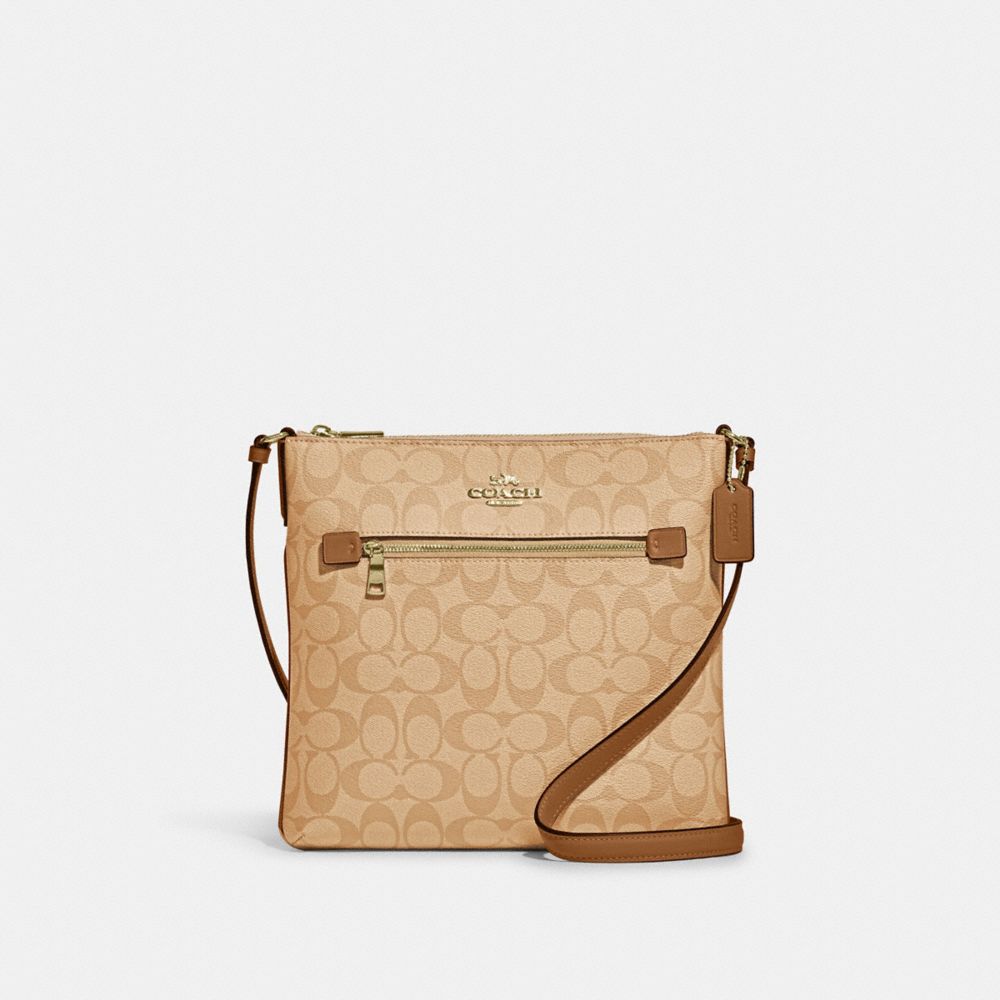 COACH C1554 - ROWAN FILE BAG IN SIGNATURE CANVAS - GOLD/LT KHAKI/LT ...