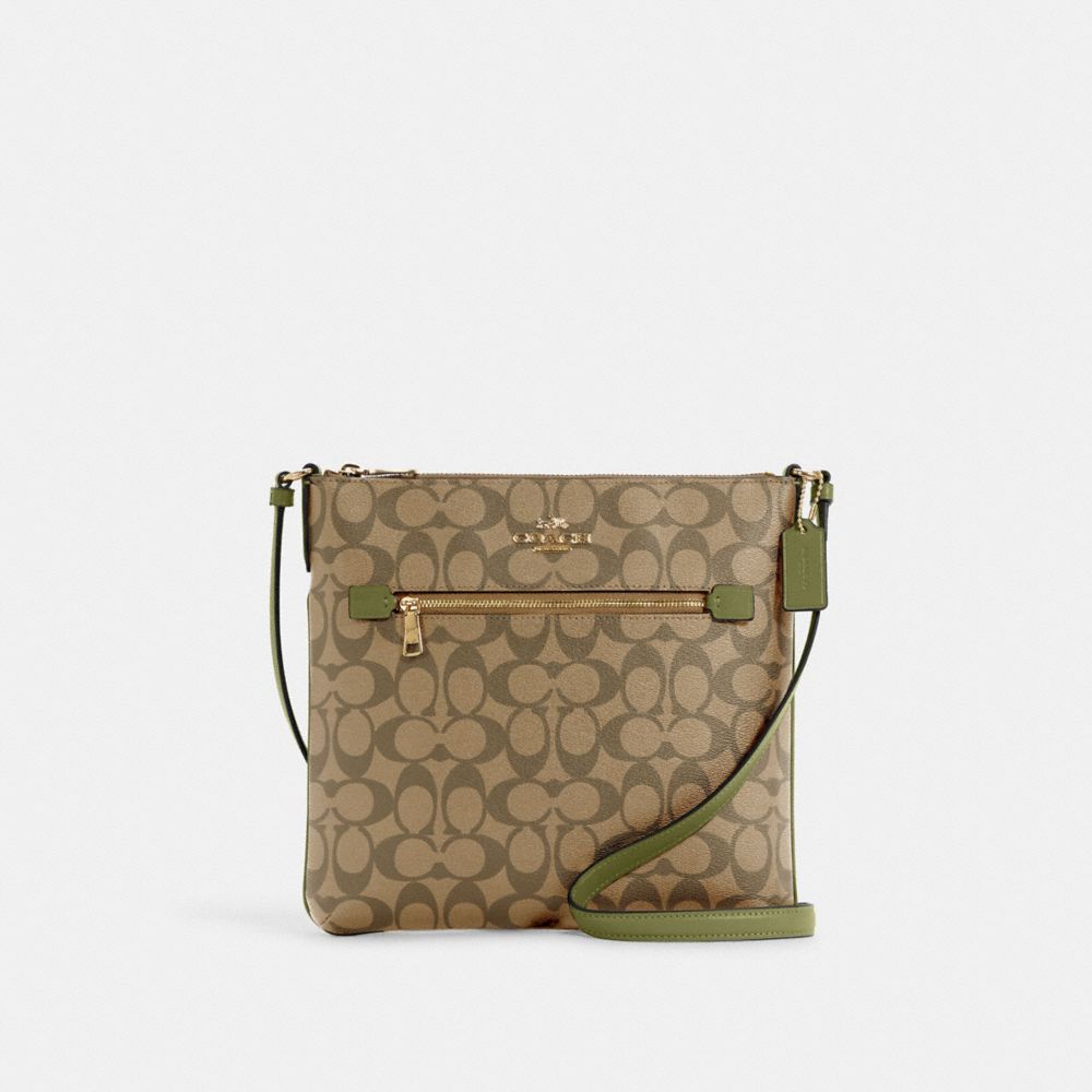 COACH C1554 Rowan File Bag In Signature Canvas QB/Khaki/Olive Green