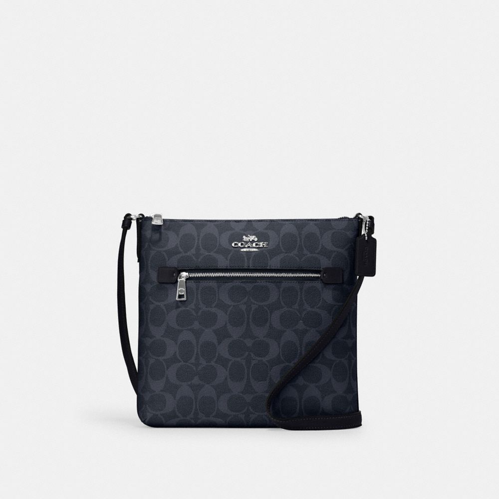 COACH C1554 Rowan File Bag In Signature Canvas Silver/Denim/Midnight Navy