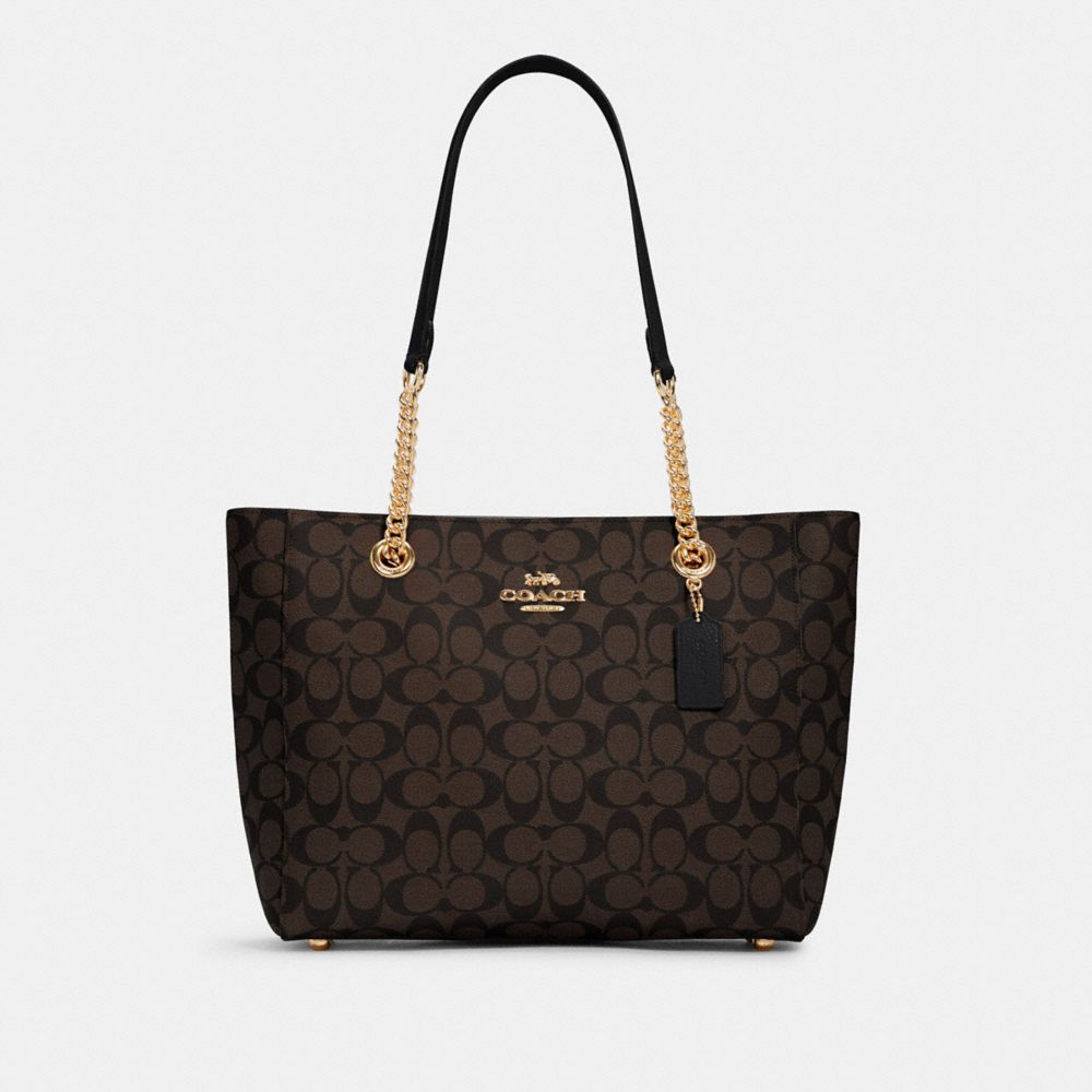 COACH C1565 MARLIE TOTE IN SIGNATURE CANVAS IM/BROWN BLACK