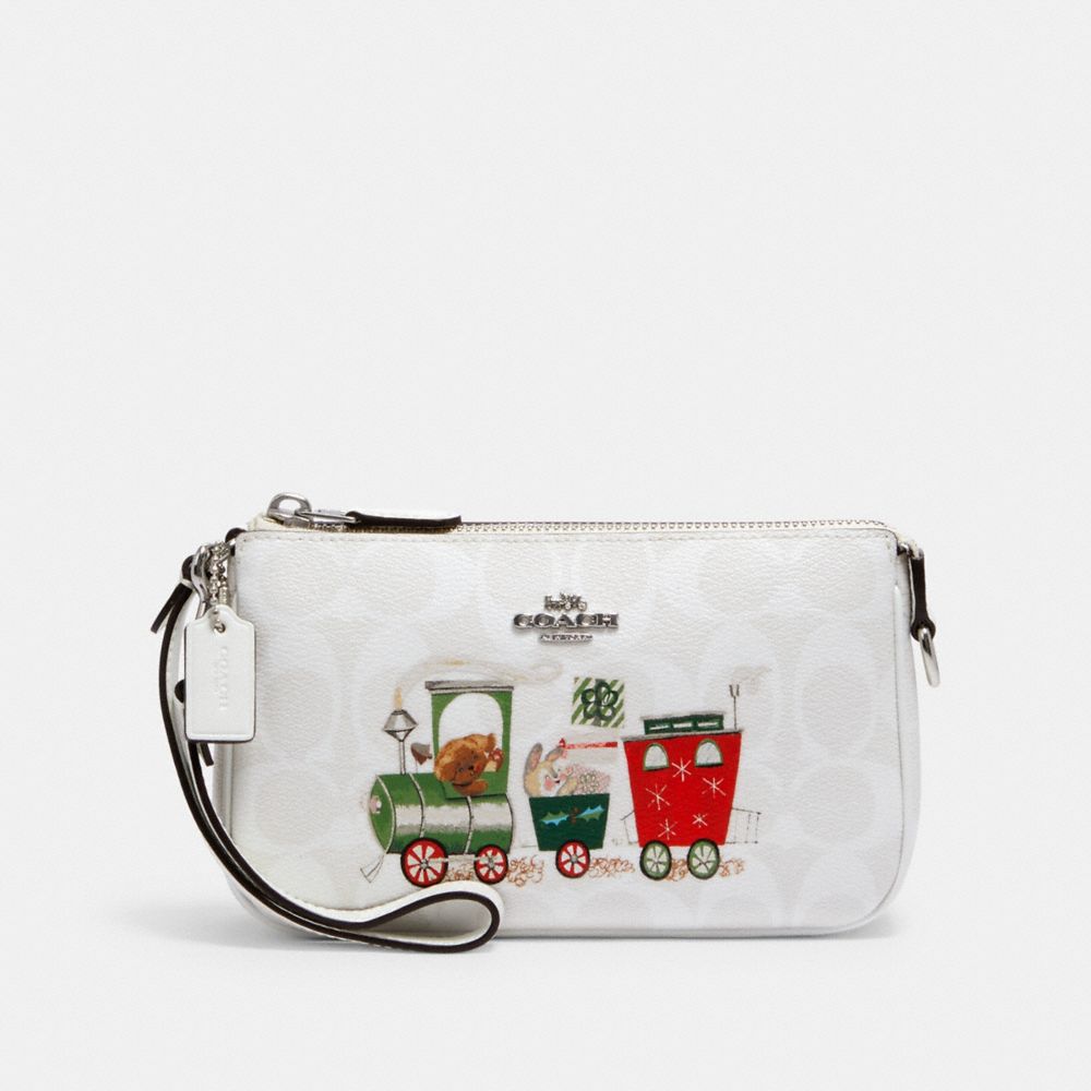 COACH C1584 NOLITA 19 IN SIGNATURE CANVAS WITH TRAIN SV/CHALK/GLACIER-WHITE-MULTI