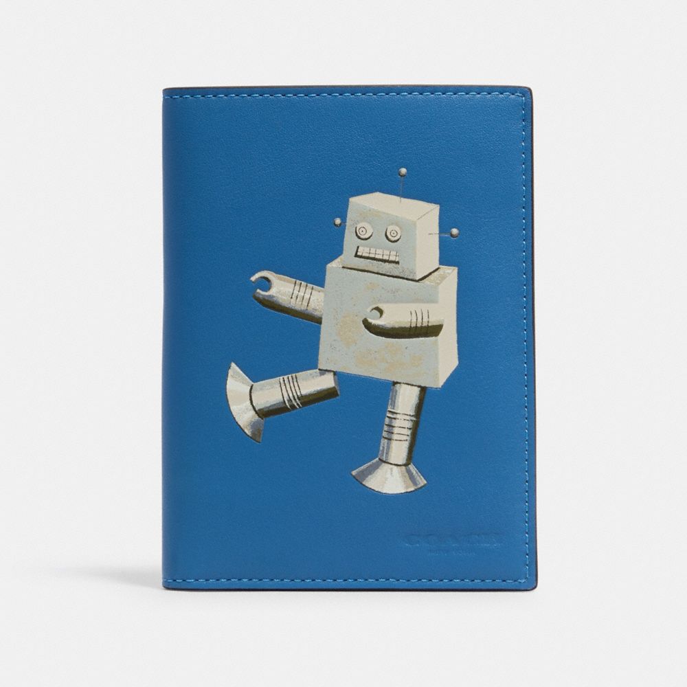 PASSPORT CASE IN SIGNATURE CANVAS WITH ROBOT - C1612 - QB/BLUE JAY MULTI