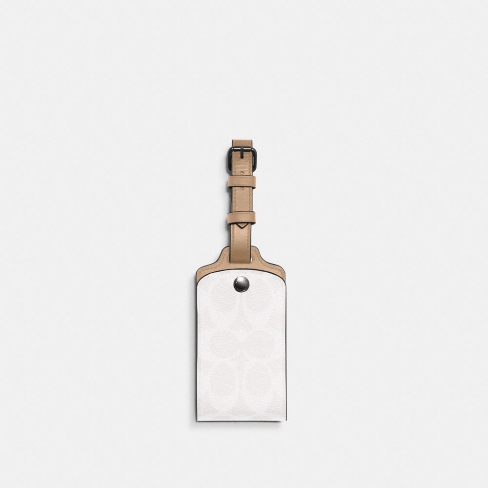 COACH C1614 Luggage Tag In Signature Canvas QB/CHALK