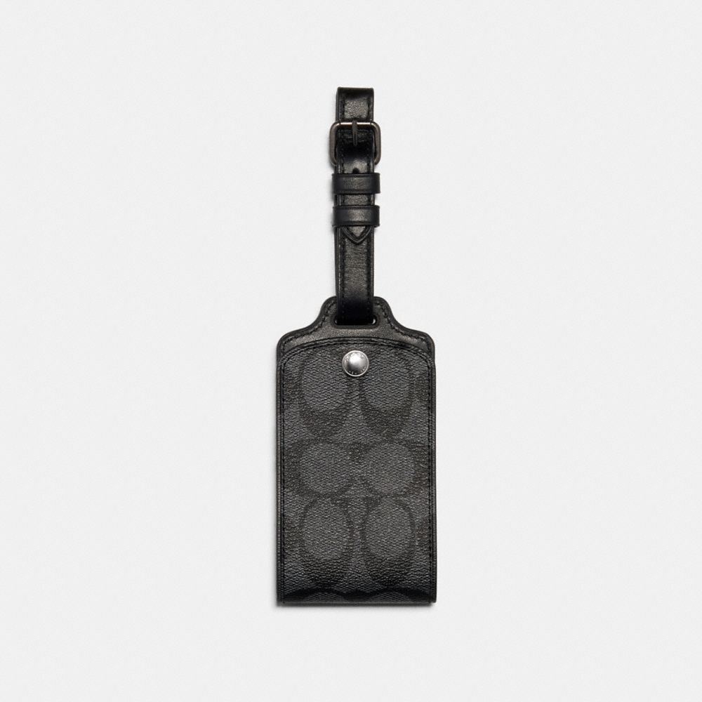 COACH C1614 LUGGAGE TAG IN SIGNATURE CANVAS QB/CHARCOAL