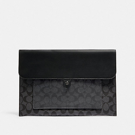 COACH Laptop Sleeve In Signature Canvas - GUNMETAL/CHARCOAL - C1623