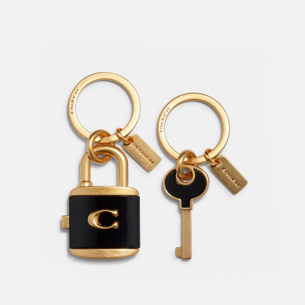 COACH C1679 - LOCK AND KEY BAG CHARM KEY RING IM/BLACK