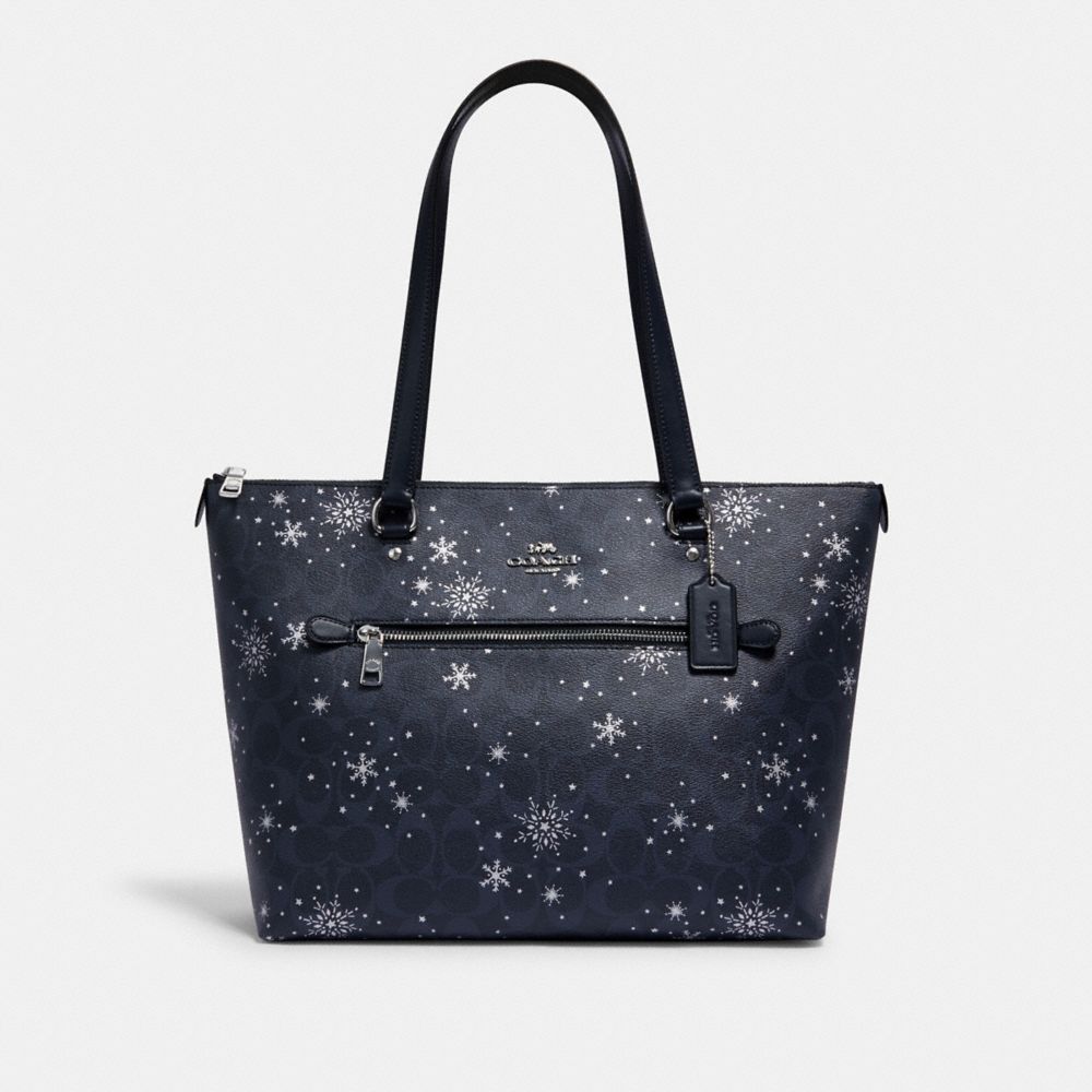 COACH C1772 Gallery Tote In Signature Canvas With Snowflake Print SV/MIDNIGHT MULTI