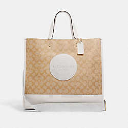 COACH C1789 Dempsey Tote 40 In Signature Canvas With Coach Patch GOLD/LIGHT KHAKI CHALK