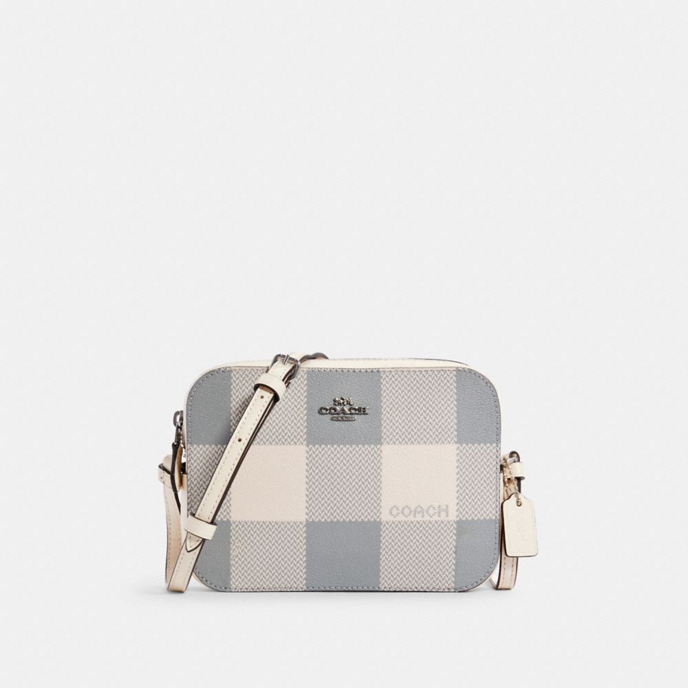 MINI CAMERA BAG WITH BUFFALO PLAID PRINT - C1833 - SV/CHALK MULTI