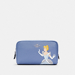 DISNEY X COACH SMALL BOXY COSMETIC CASE WITH CINDERELLA - C1875 - SV/PERIWINKLE MULTI