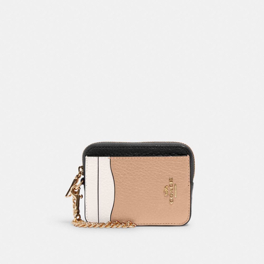 ZIP CARD CASE IN COLORBLOCK - IM/CHALK MULTI - COACH C1886