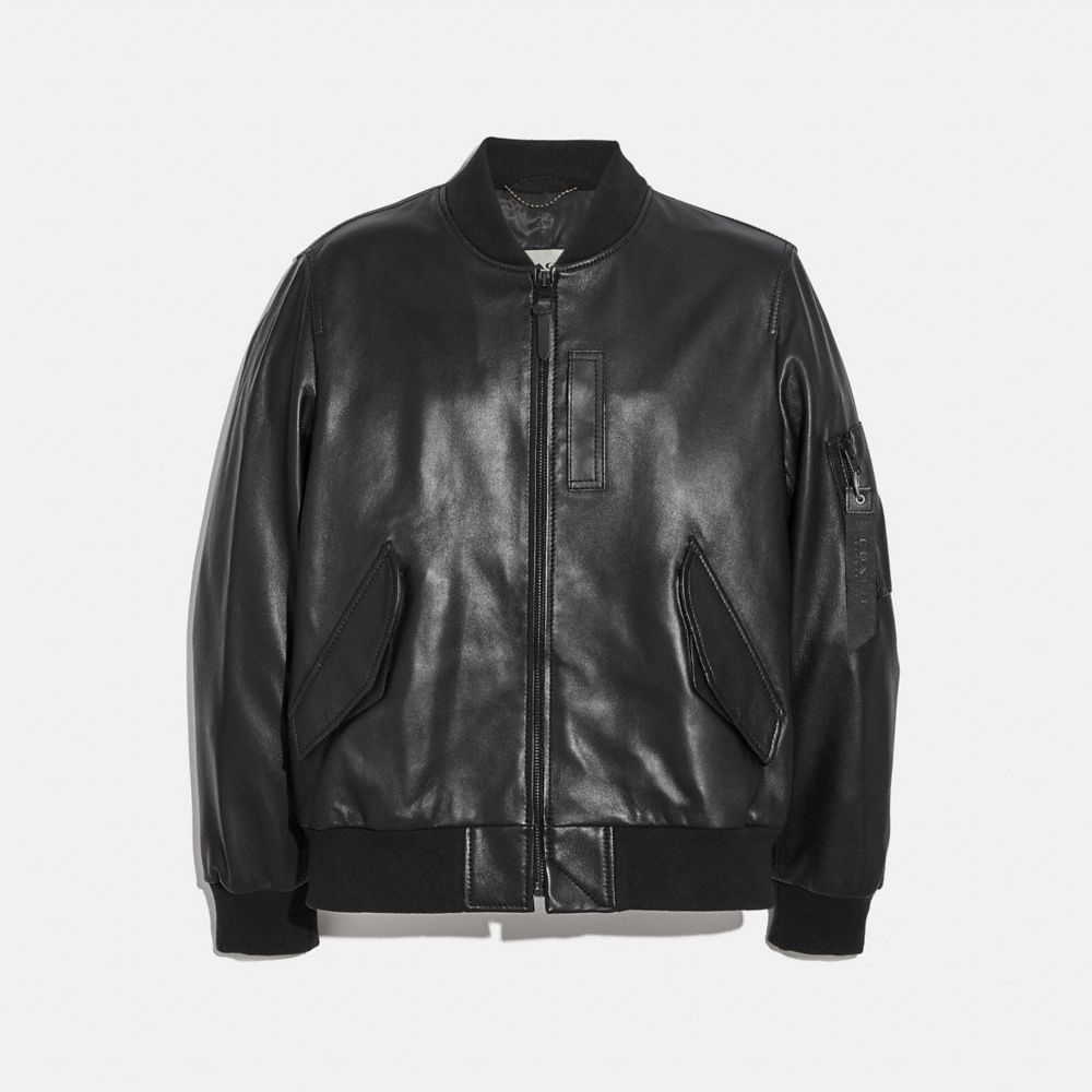 COACH C1960 Leather Ma 1 Jacket BLACK