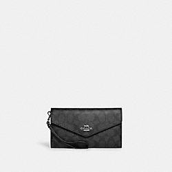 Travel Envelope Wallet In Signature Canvas - C1962 - Silver/Graphite/Black