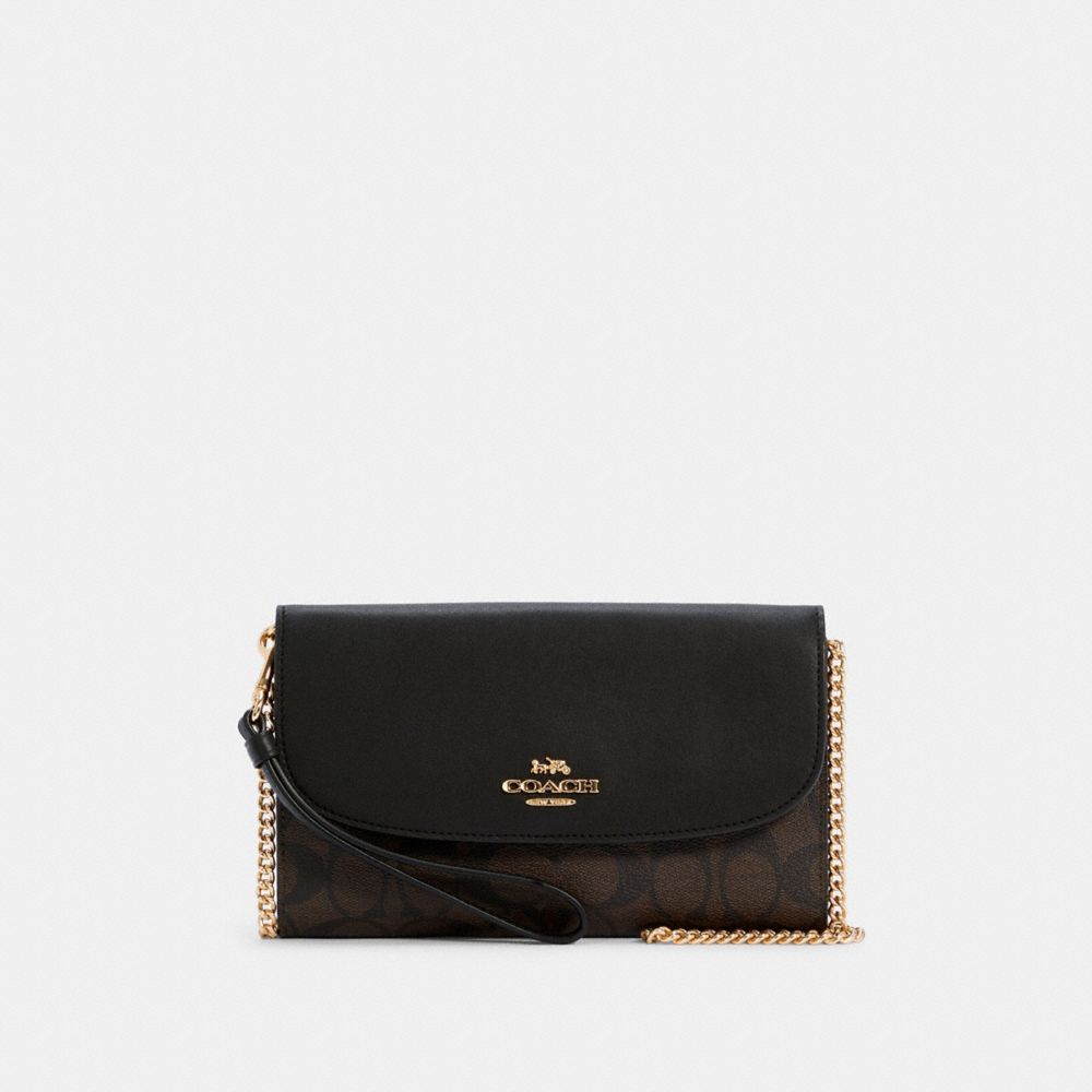 GEMMA CLUTCH CROSSBODY IN SIGNATURE CANVAS - C1996 - IM/BROWN BLACK