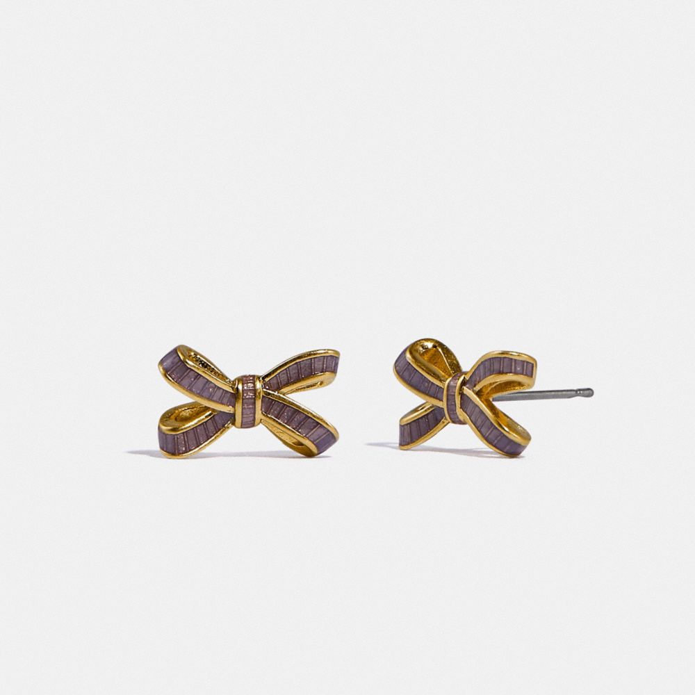 COACH C2007 Bow Stud Earrings Silver/Wine