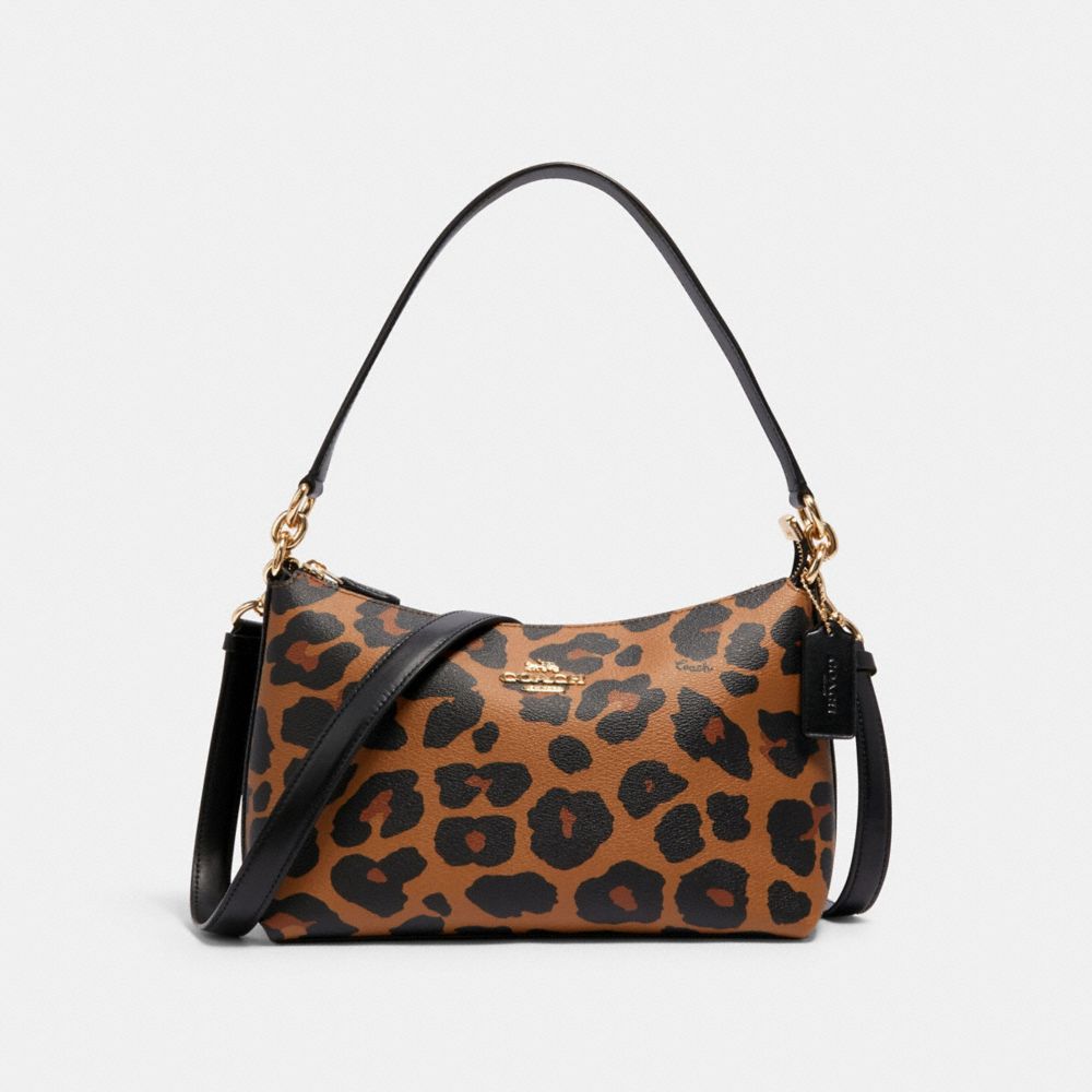 COACH C2013 Lewis Shoulder Bag With Leopard Print IM/LIGHT SADDLE MULTI