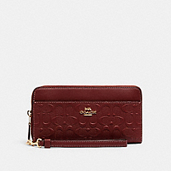 COACH C2035 - ACCORDION ZIP WALLET IN SIGNATURE LEATHER IM/WINE