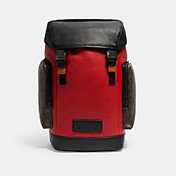 RANGER BACKPACK IN COLORBLOCK SIGNATURE CANVAS - C2058 - QB/MAHOGANY/1941 RED MULTI