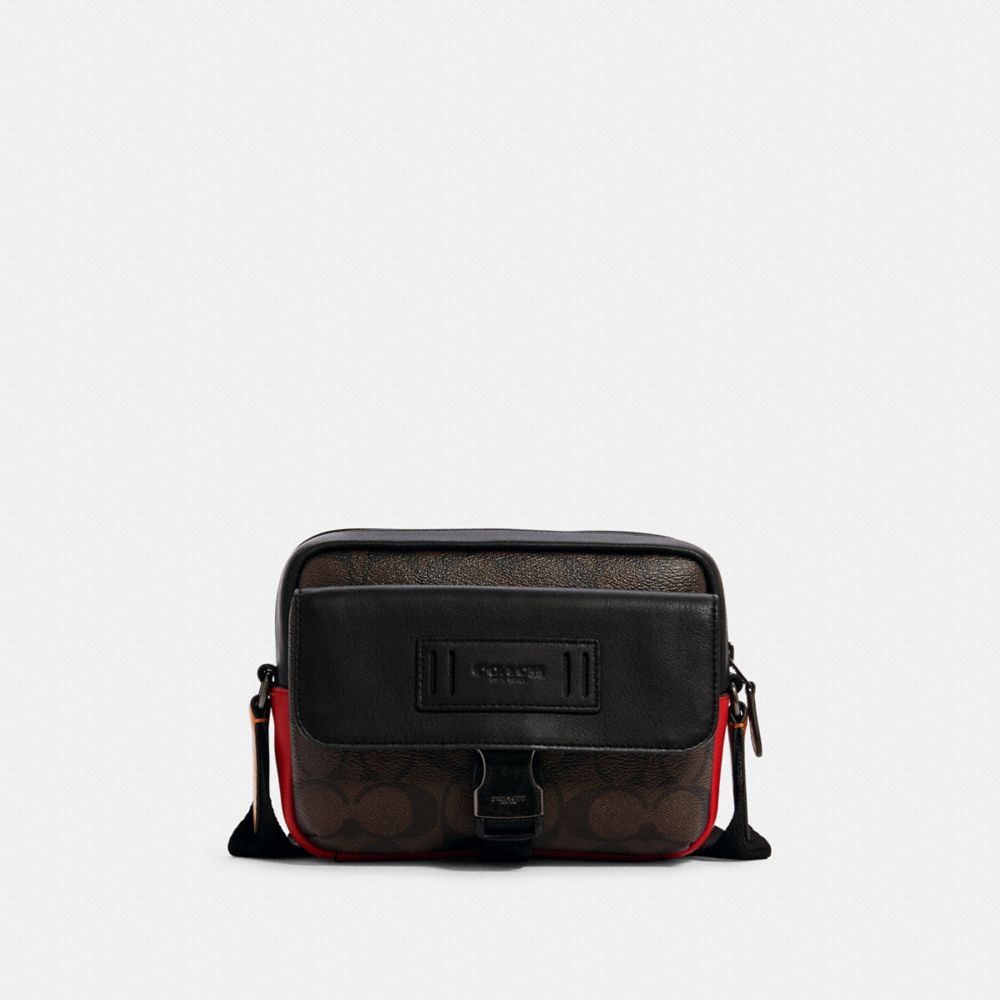 RANGER CROSSBODY IN COLORBLOCK SIGNATURE CANVAS - C2074 - QB/MAHOGANY MULTI