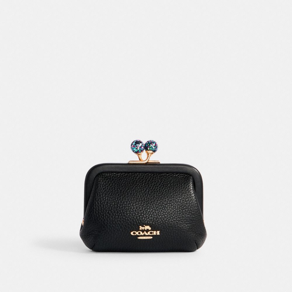 COACH Kisslock Coin Case in Black