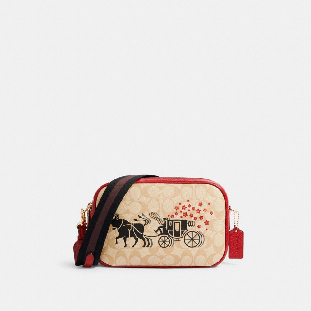 LUNAR NEW YEAR JES CROSSBODY IN SIGNATURE CANVAS WITH OX AND CARRIAGE - C2180 - IM/LIGHT KHAKI MULTI