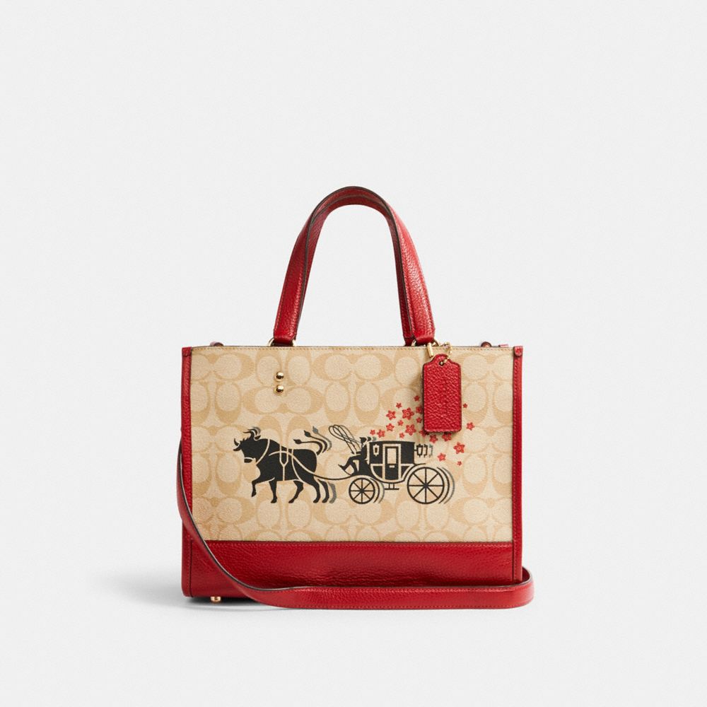 COACH LUNAR NEW YEAR DEMPSEY CARRYALL IN SIGNATURE CANVAS WITH OX AND CARRIAGE - IM/LIGHT KHAKI MULTI - C2181