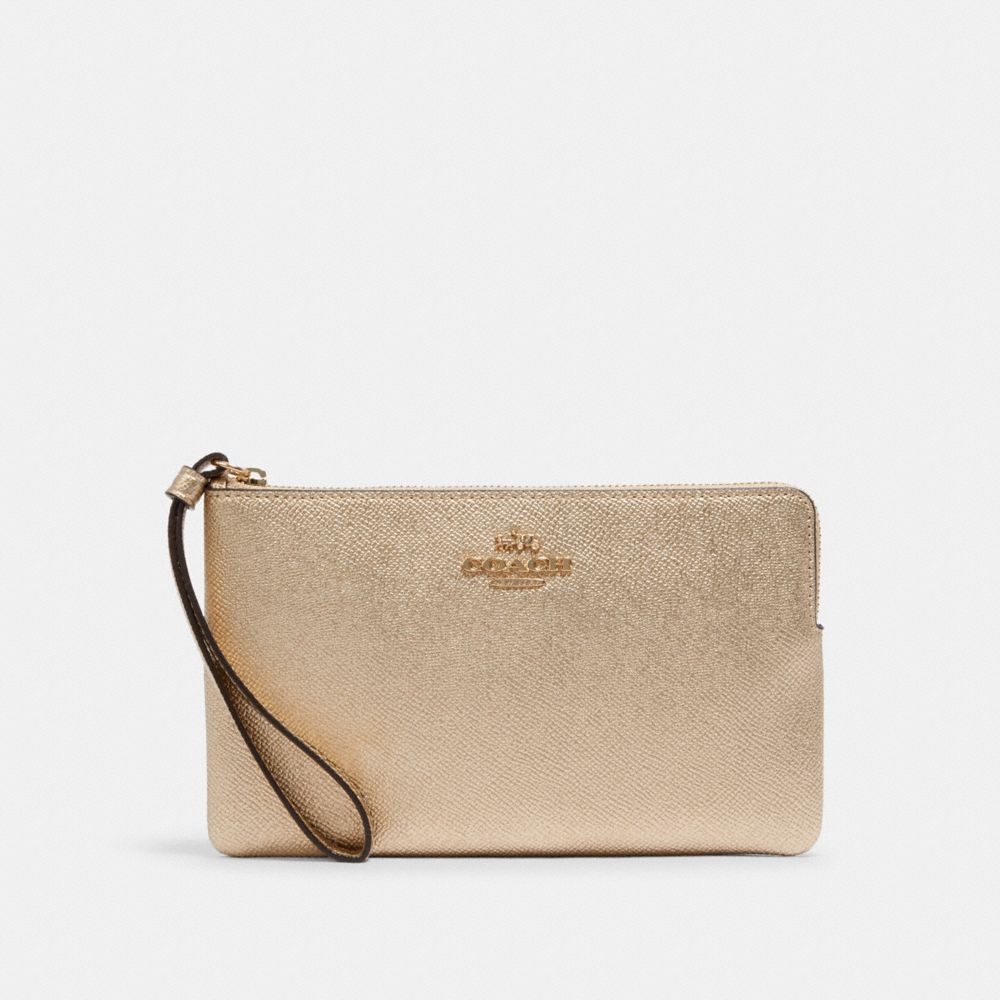 COACH C2189 - LARGE CORNER ZIP WRISTLET IM/METALLIC PALE GOLD