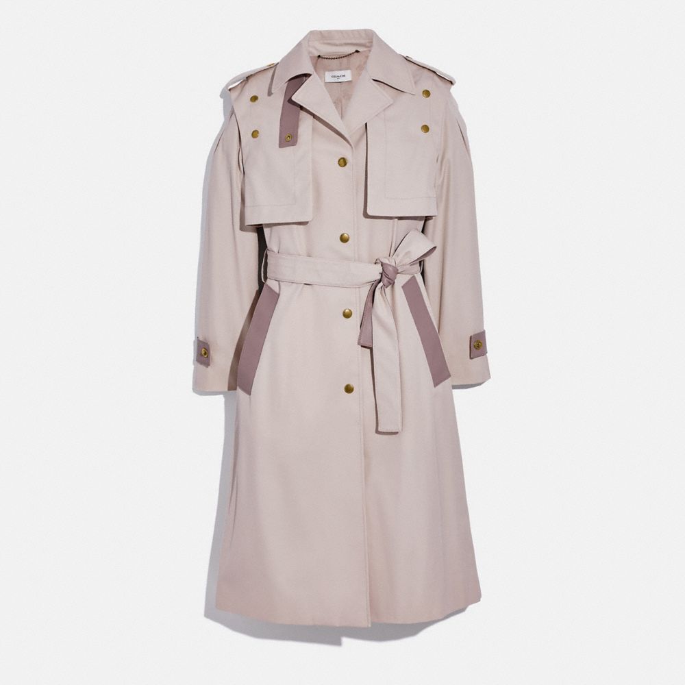 COTTON TRENCH WITH LEATHER DETAILS