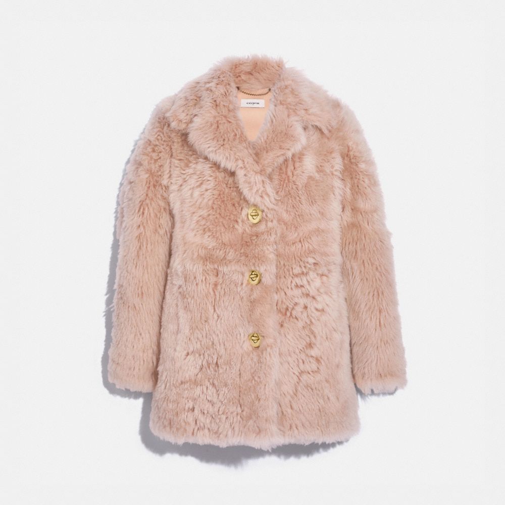 C2211 - Shearling Coat With Turnlocks Dusty Pink