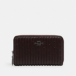 COACH C2247 Medium Zip Around Wallet With Linear Quilting And Rivets QB/OXBLOOD
