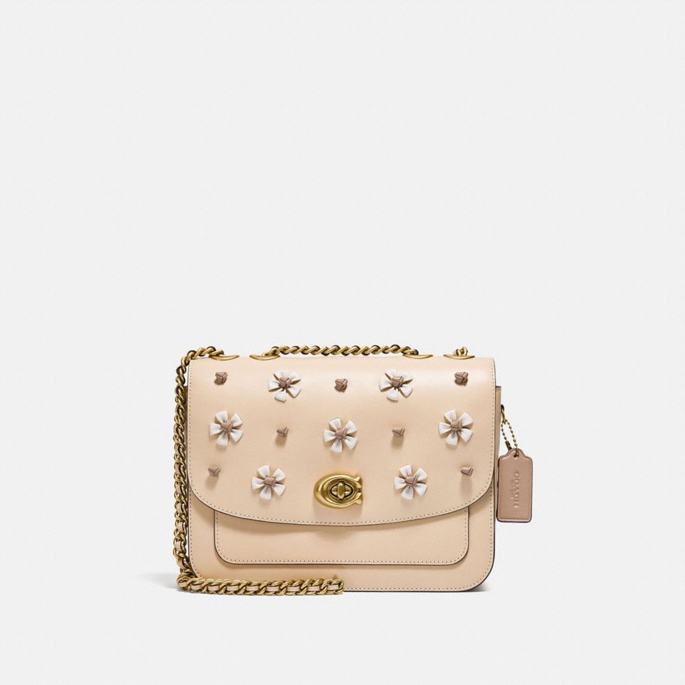 COACH Madison Shoulder Bag With Tea Rose Knot - BRASS/IVORY - C2280