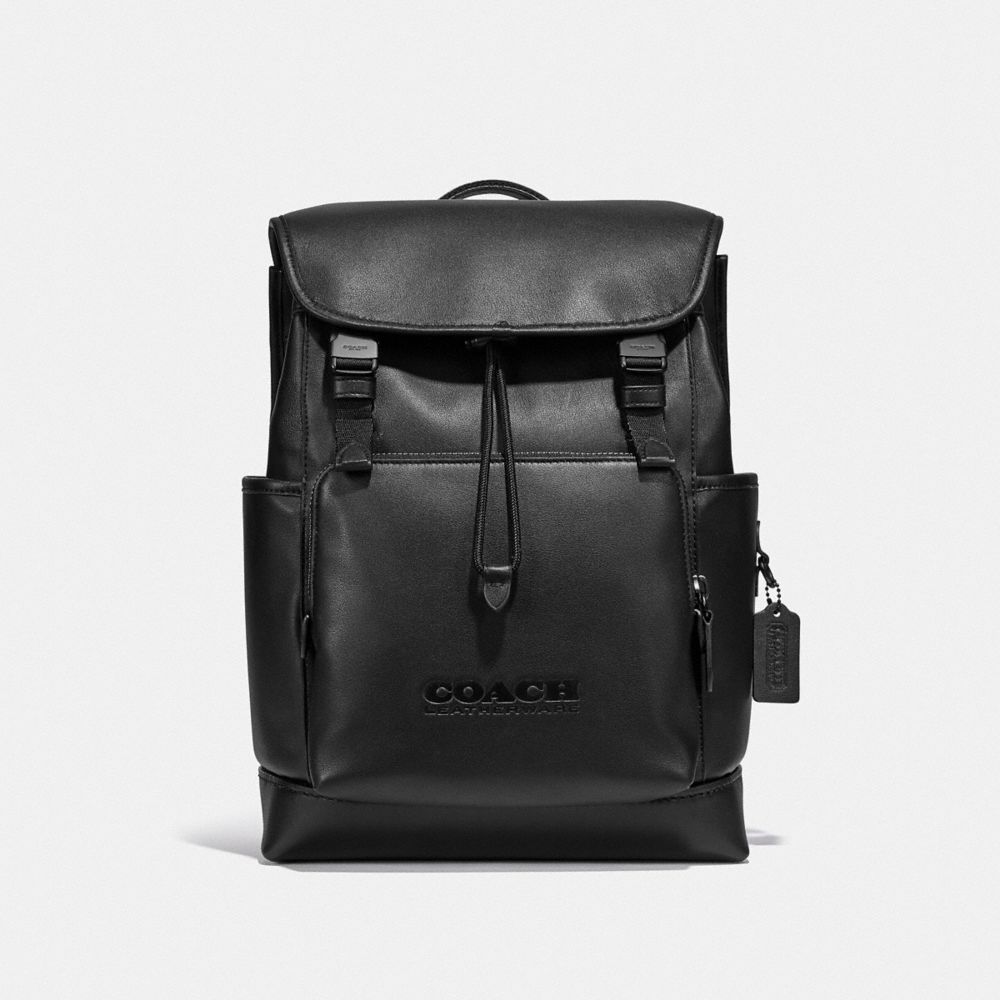 COACH C2284 League Flap Backpack Black Copper/Black