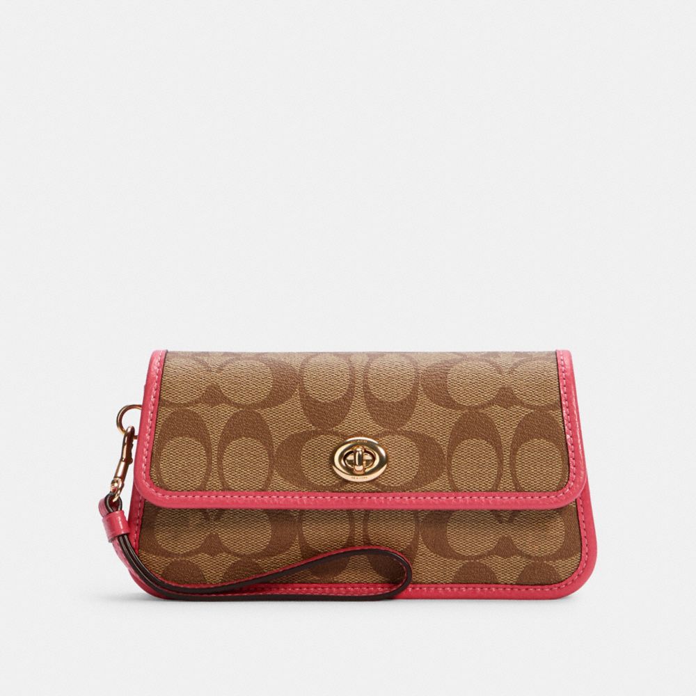 COACH C2299 COACH ORIGINALS WRISTLET IN SIGNATURE CANVAS IM/KHAKI/FUCHSIA