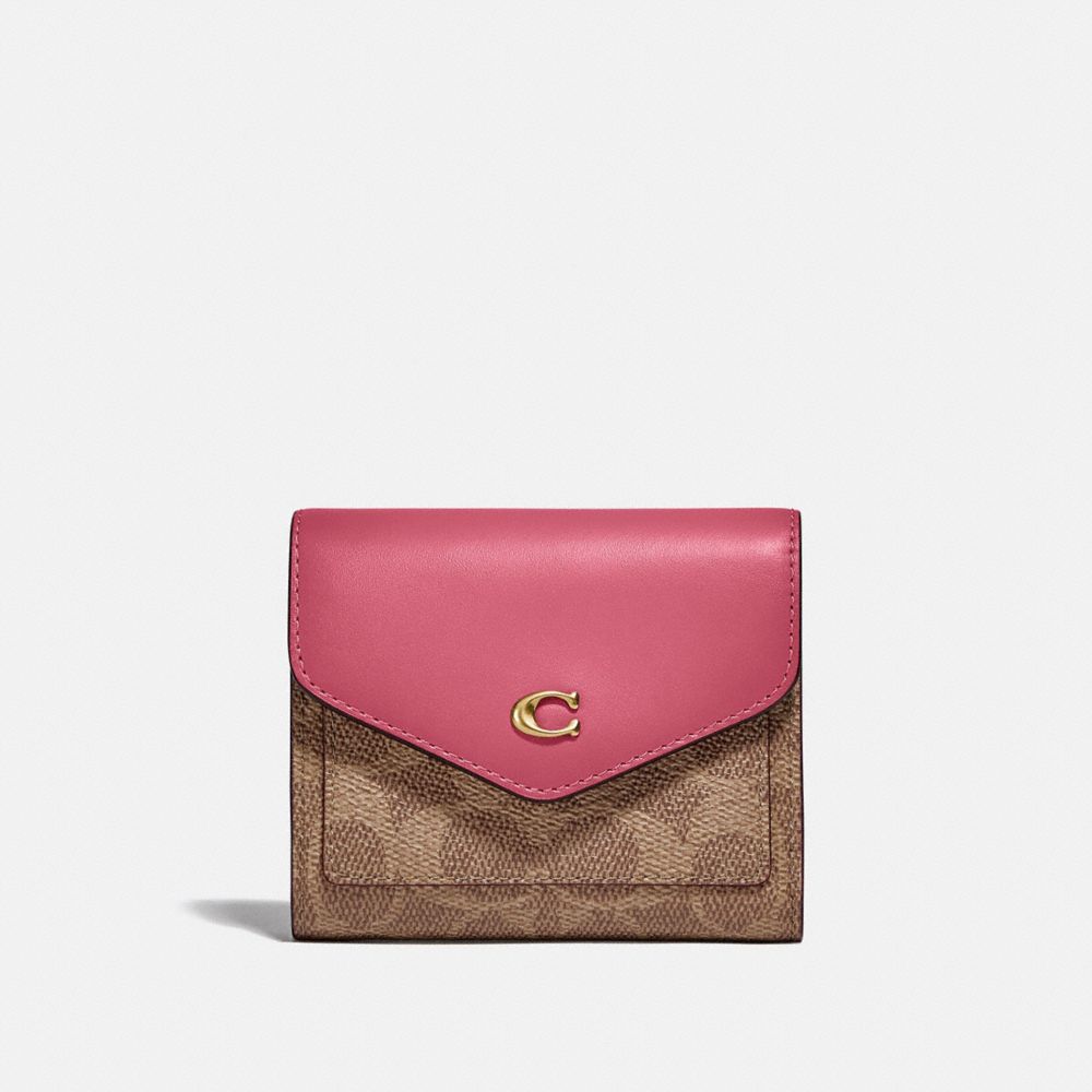 C2329 - Wyn Small Wallet In Colorblock Signature Canvas Brass/Tan Rouge