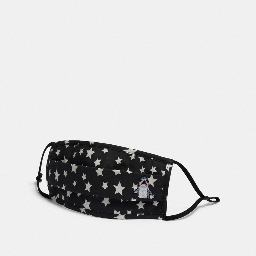 SHARKY FACE MASK WITH STAR PRINT - C2398 - BLACK