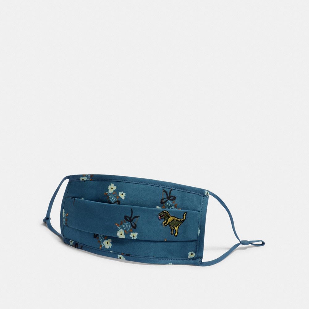 COACH REXY FACE MASK WITH FLORAL PRINT - BLUE - C2399