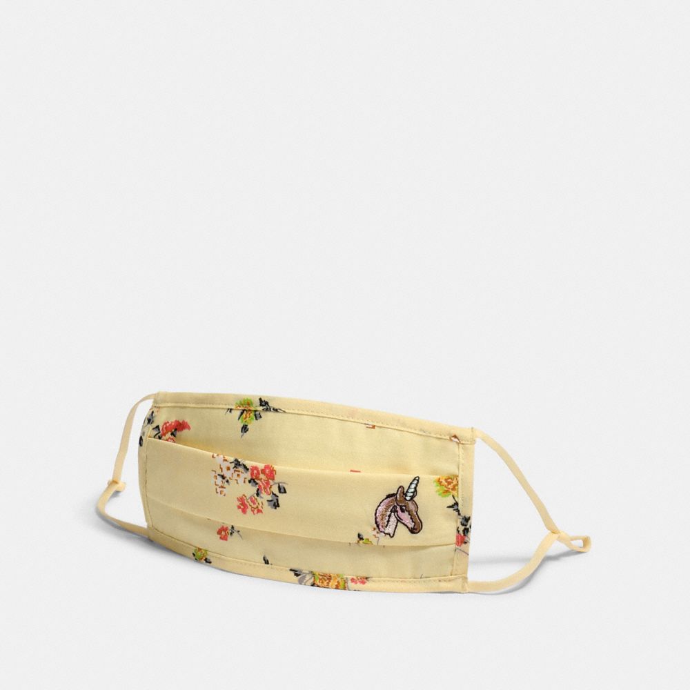 UNI FACE MASK WITH FLORAL PRINT - YELLOW - COACH C2400