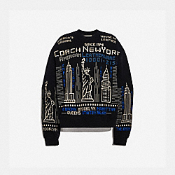 COACH C2413 Cityscape Embroidered Sweatshirt BLACK