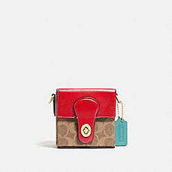 LUNAR NEW YEAR SQUARE BAG 10 IN SIGNATURE CANVAS - BRASS/TAN ELECTRIC RED MULTI - COACH C2442