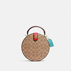 LUNAR NEW YEAR CIRCLE BAG IN SIGNATURE CANVAS - C2444 - BRASS/TAN ELECTRIC RED MULTI