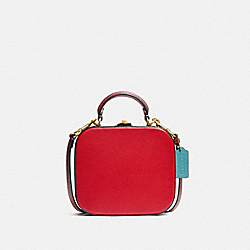 COACH C2446 - LUNAR NEW YEAR SQUARE BAG IN SIGNATURE CANVAS BRASS/TAN ELECTRIC RED MULTI