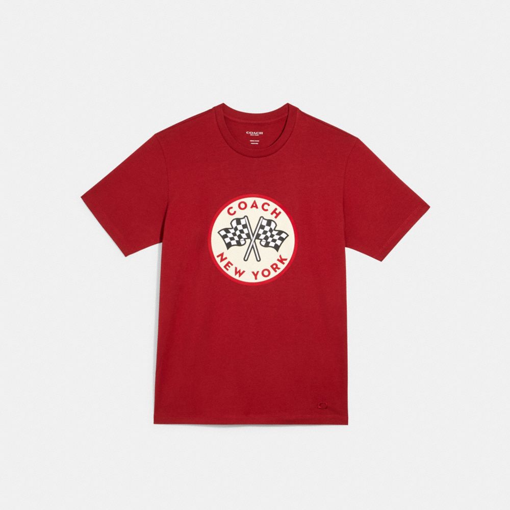 COACH RACING FLAGS T-SHIRT - DARK RED - COACH C2453