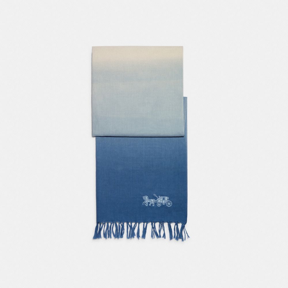 DIP DYE LINEN OBLONG SCARF - C2489 - BLUEBELL