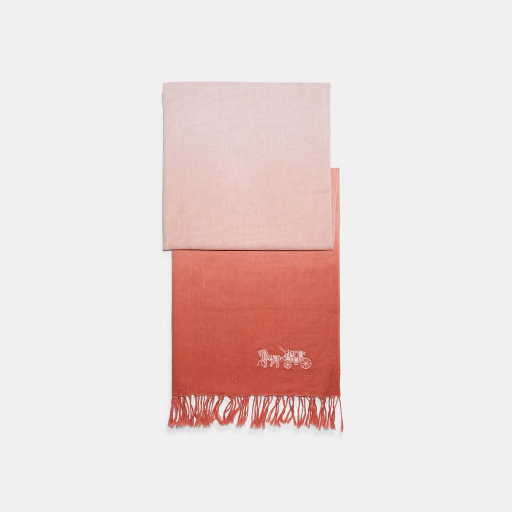 COACH C2489 Dip Dye Linen Oblong Scarf BURNT CORAL