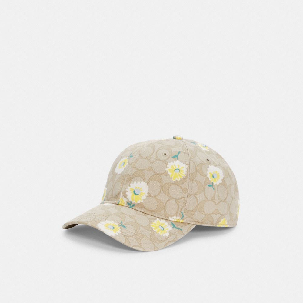 COACH HAT IN SIGNATURE DAISY PRINT - LIGHT KHAKI/YELLOW - C2494