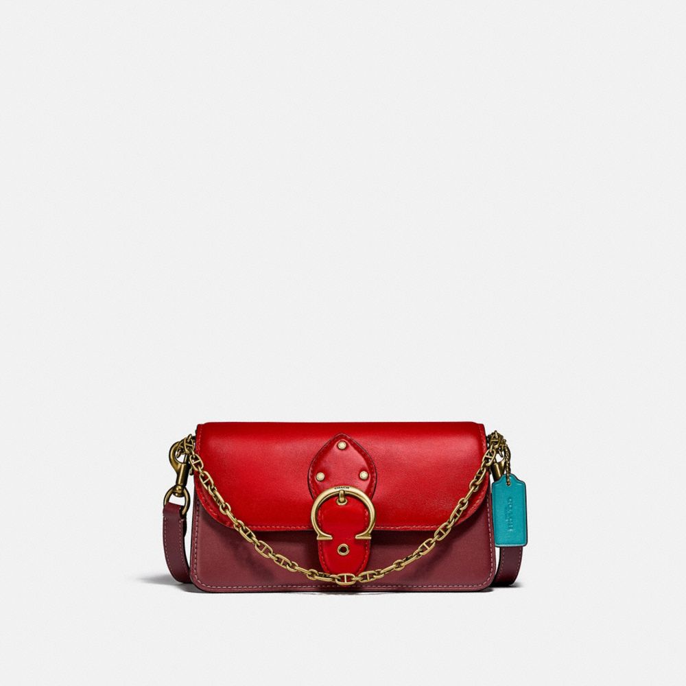 COACH C2505 Lunar New Year Beat Crossbody Clutch In Colorblock Signature Canvas BRASS/TAN-ELECTRIC-RED-MULTI