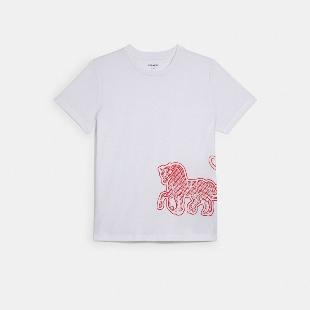 T-SHIRT WITH HORSE AND CARRIAGE - C2513 - WHITE